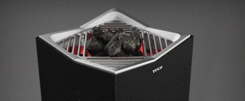 Poêle sauna classiques avec des pierres chaudes.